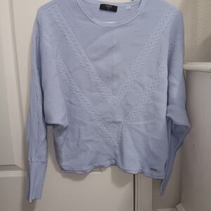 Tahari Light Blue Crew Neck Sweater